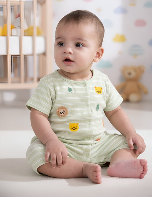 Savanna Stripe Organic Cotton Baby Romper – Short Sleeve