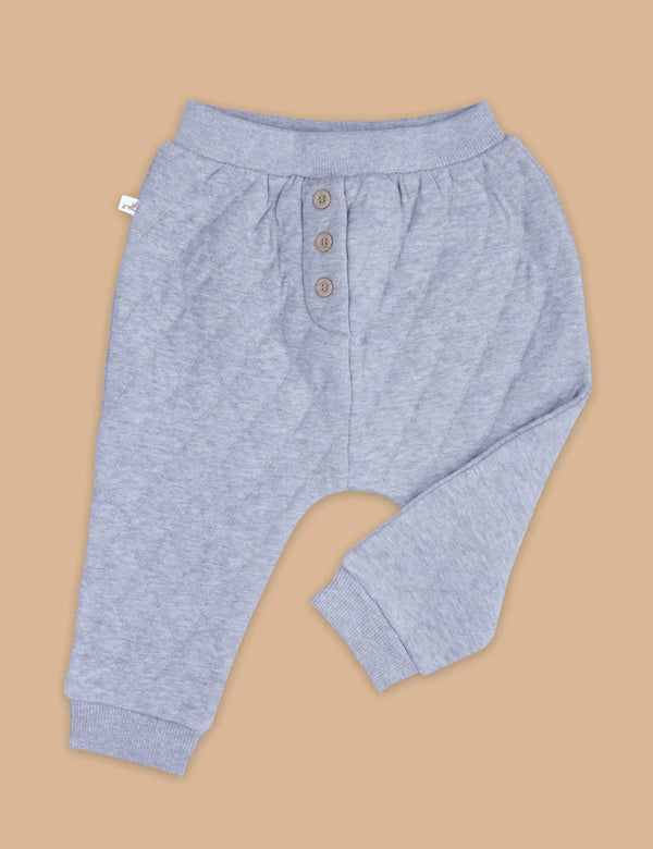 Organic Cotton Quilted Slouchy Track Pants - Grey Melange - ohmybebe