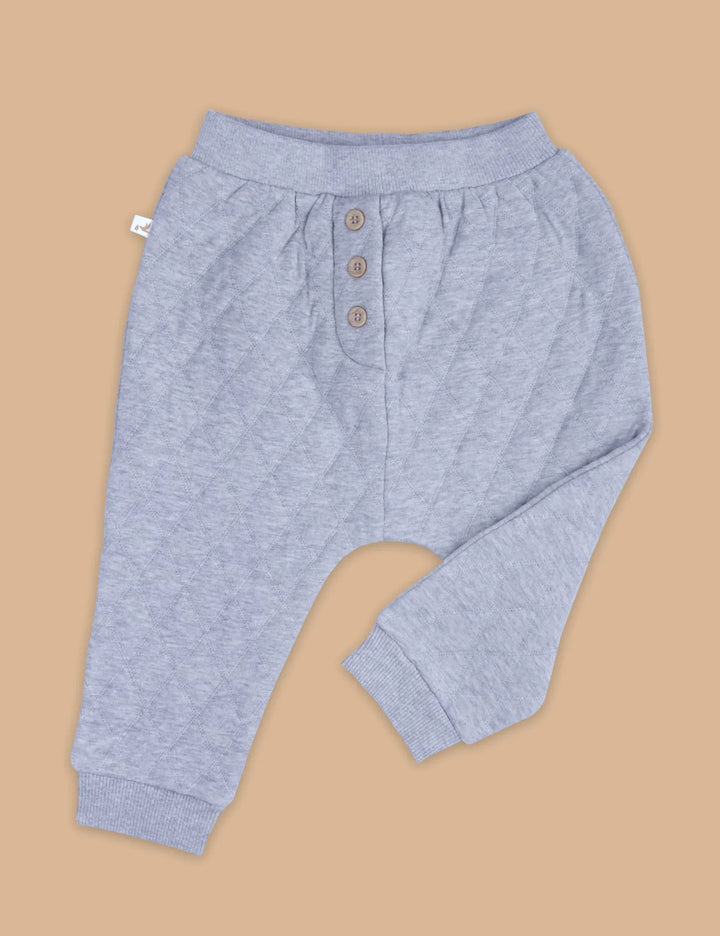 Organic Cotton Quilted Slouchy Track Pants - Grey Melange - ohmybebe