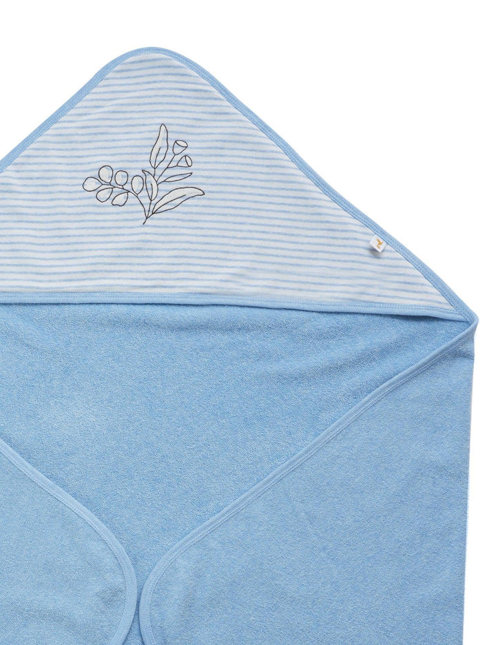 Organic Cotton Blue Hooded Terry Towel (80cm X 80cm) - ohmybebe