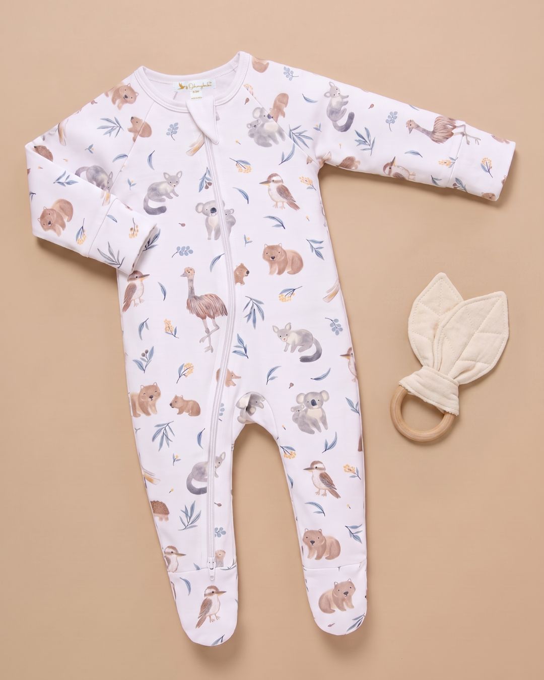 Organic Cotton Eucalyptus Zipper Romper