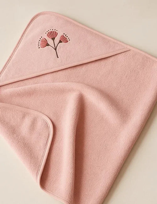Organic Cotton Pink Hooded Terry Towel (80cm X 80cm)