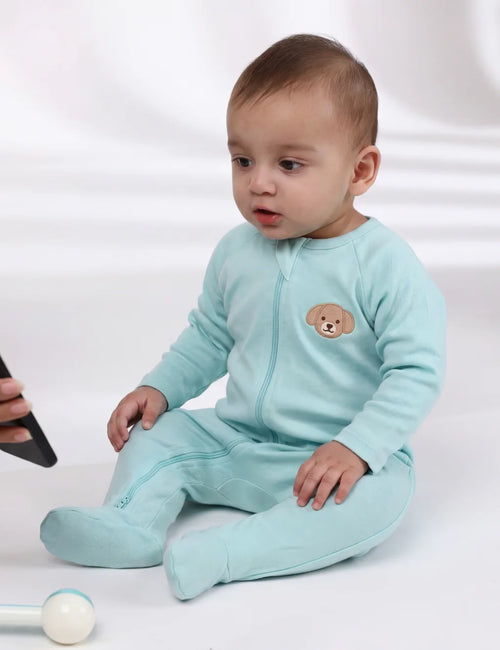 Ohmybebe Misty Blue Zip Growsuit