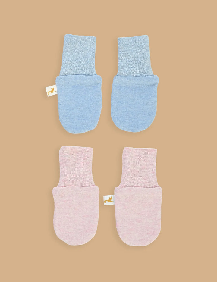 Organic Cotton Mittens – Blue & Pink - ohmybebe