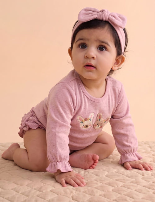Organic Cotton Pink Bodysuit with Headband