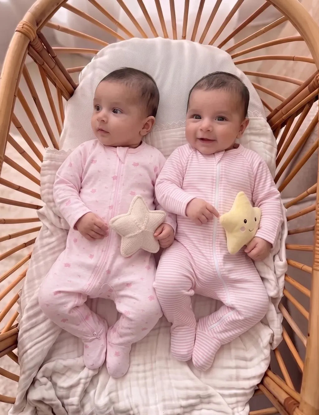 Organic Zip Baby Romper Set – Pink Leaf & Stripes (2-Pack)