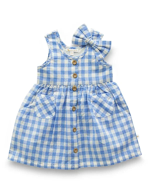 Organic Cotton Toddler Girls Sleeveless Gingham Summer Dress - ohmybebe