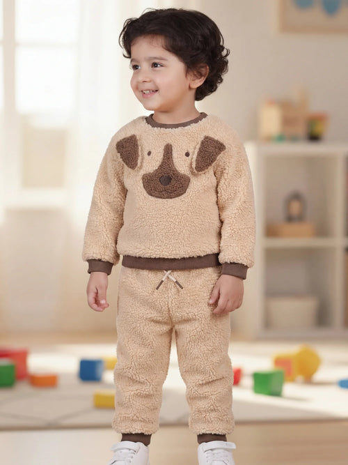 Shearling Co-Ord Set - Cute Puppy Face