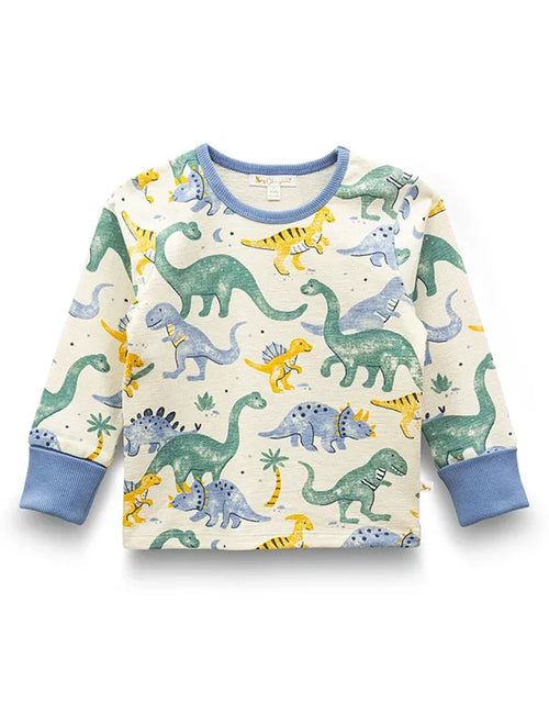 Organic Cotton Boys' Full Sleeve Pyjama Set - All-Over Dinosaur Print