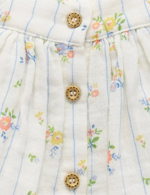 Organic Cotton Floral Baby Top with Ruffled Denim Shorts Set