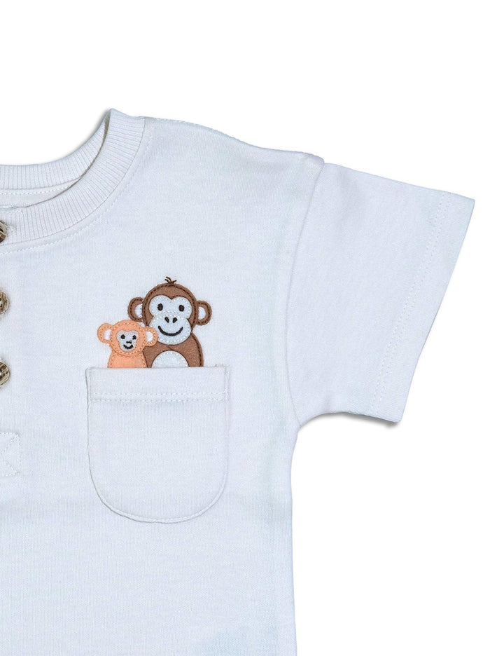 Organic Cotton Henley Tee with Chambray Shorts Set - ohmybebe
