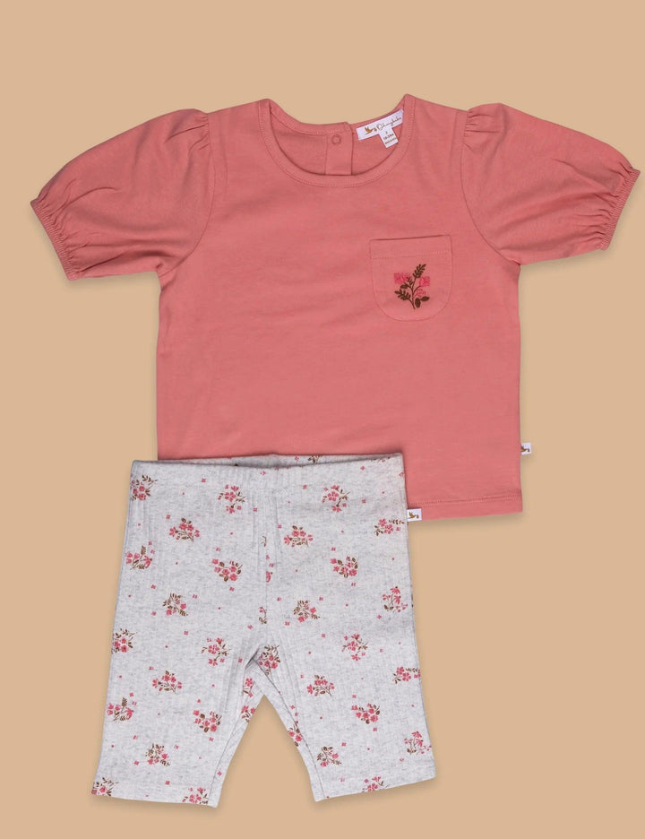 Organic Cotton Gathered Tee & Printed Shorts - ohmybebe