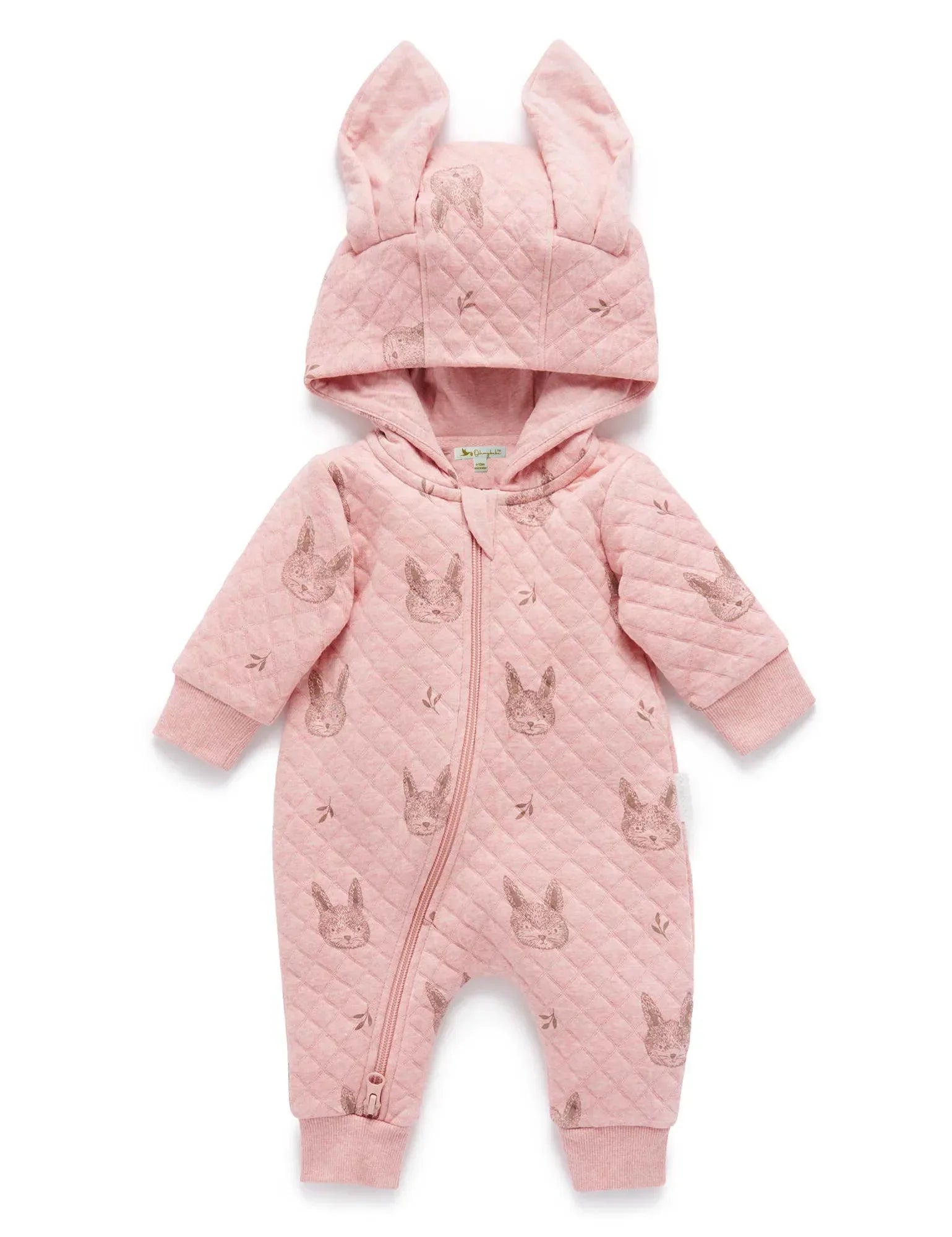 Organic Cotton Bunny Quilted Growsuit – Soft & Cozy for Babies - ohmybebe