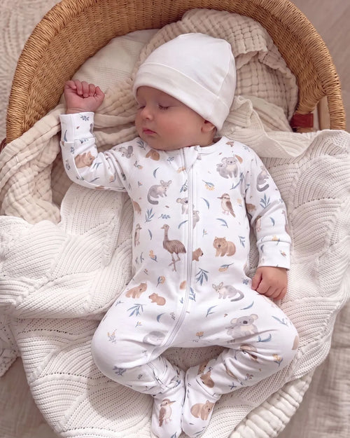 Organic Cotton Eucalyptus Zipper Romper