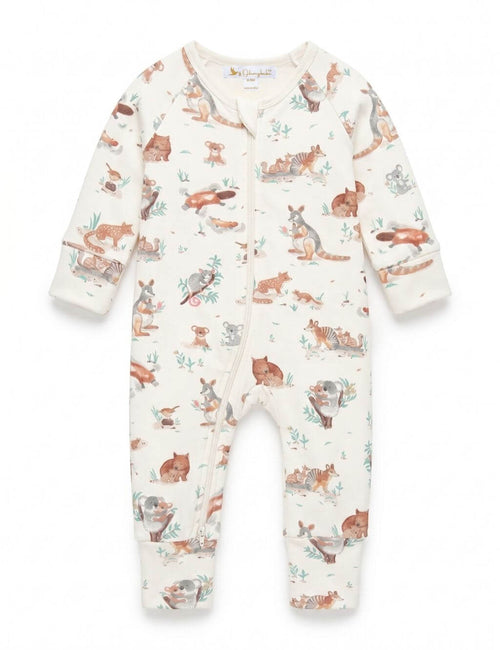 Organic Cotton Baby Romper – Zoo Friends Print