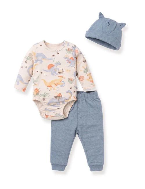 Organic Cotton 3-Piece Bodysuit Set – Easter Dina Dash Print