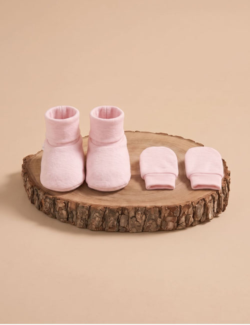 Organic Cotton Mittens & Booties - Pink