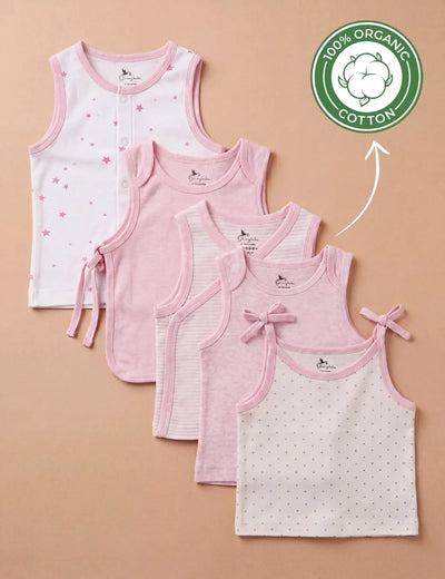 Organic Cotton Newborn Baby Jabla Set –  Pink (5 Pack)