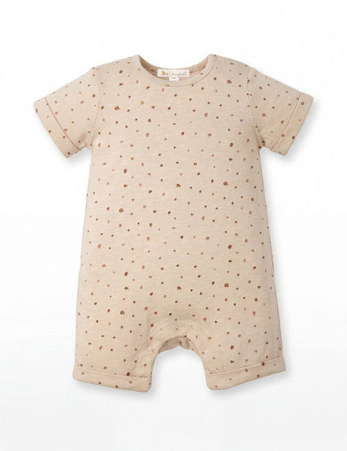 Organic Cotton Sand Animal Print Baby Romper