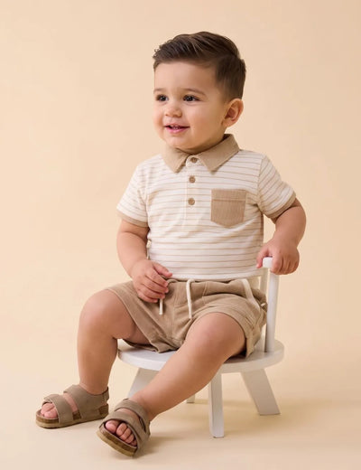 Organic Cotton Kids Vanilla Shirt and Shorts Set