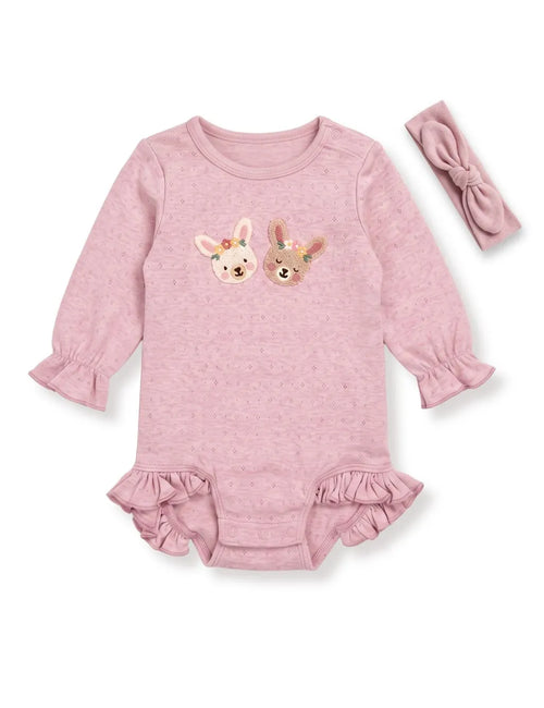 Organic Cotton Pink Bodysuit with Headband