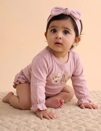 Organic Cotton Pink Bodysuit with Headband