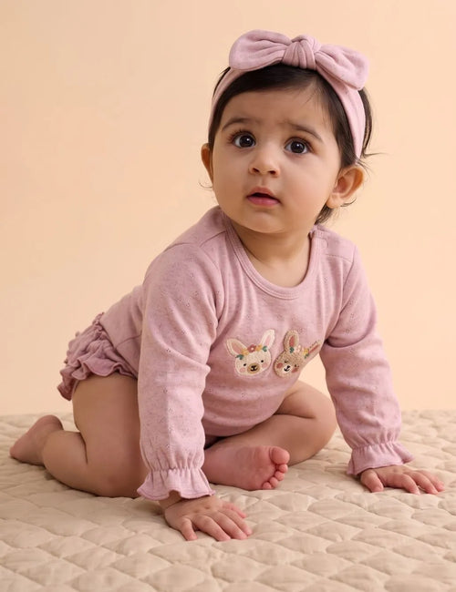 Organic Cotton Pink Bodysuit with Headband