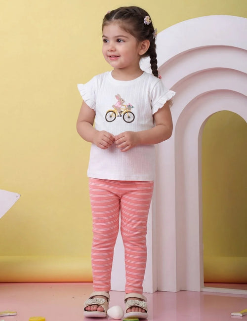 Organic Cotton Ruffle Sleeve Top  & Leggings Set