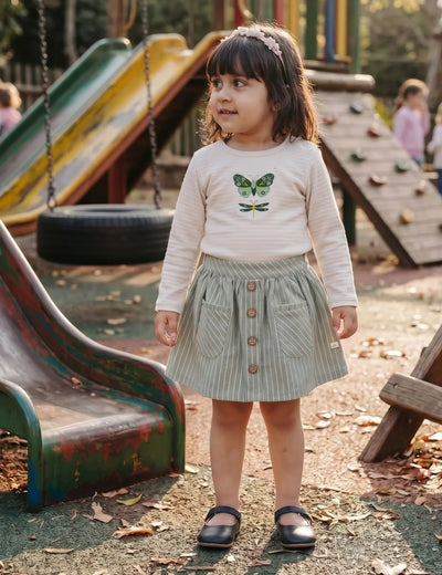 Organic Cotton Butterfly Applique Tee with Safari Skirt