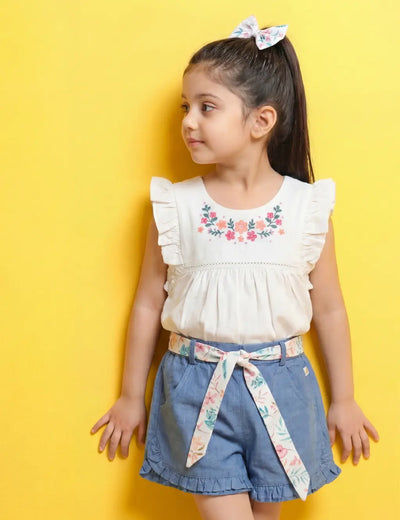 Organic Cotton Embroidered Tunic & Shorts Set