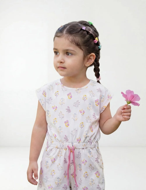 Organic Cotton Onesie with Headband - Cloud AOP