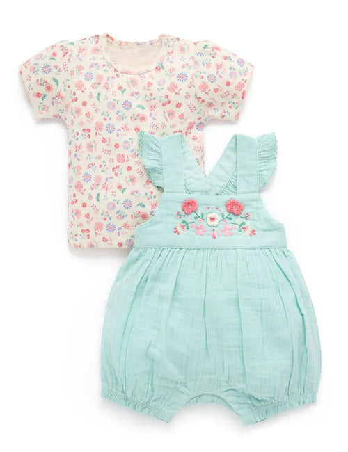 Floral Organic Cotton Girls Overall Set