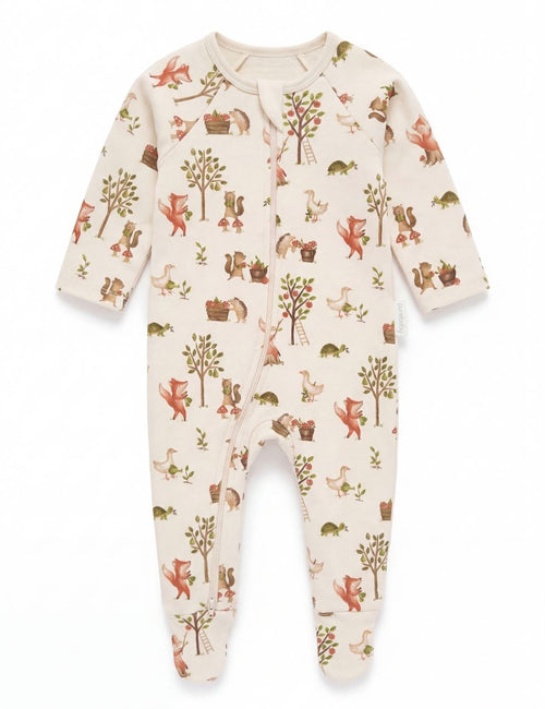 Organic Cotton Baby Zipper Romper – Harvest Print