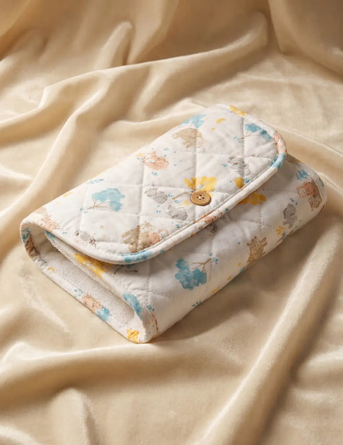 White Animal Print Baby Changing Mat