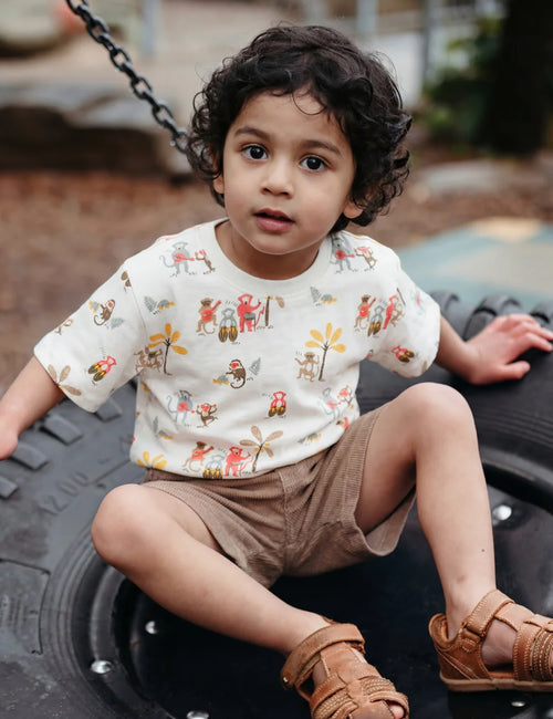 Organic Cotton Baby T-shirt & Shorts Set - Monkey Print