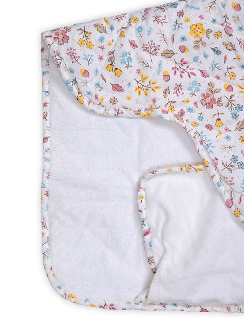 White Floral Quilted Cotton Baby Changing Mat
