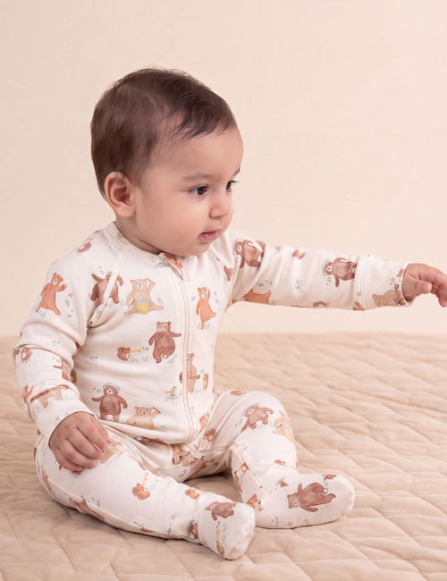 Organic Cotton Baby Romper – Musical Bear Print