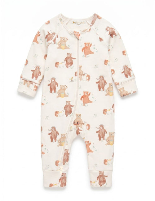Organic Cotton Baby Romper – Musical Bear Print
