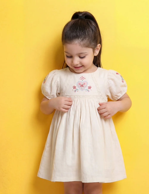 Sweet Embroidered Organic Cotton Dress