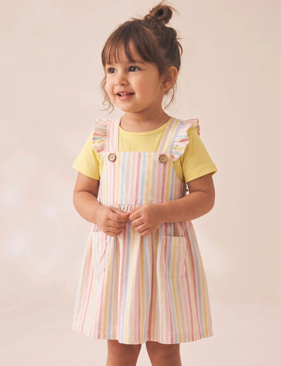 Organic Cotton Kids Yellow Gingham Overall Set