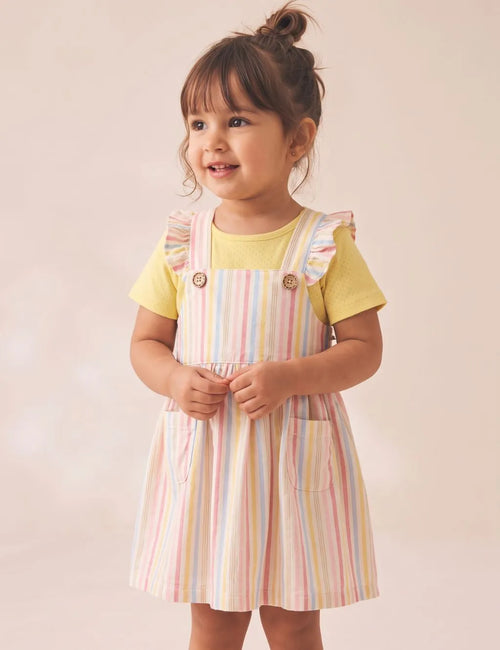 Organic Cotton Kids Yellow Gingham Overall Set
