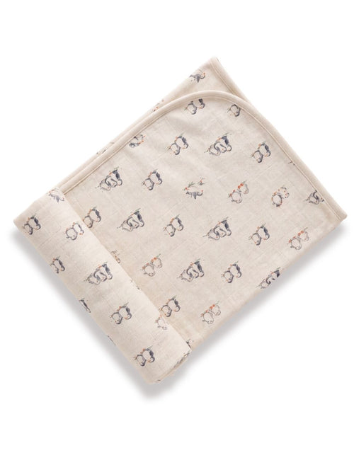 100% Organic Cotton Baby Towel - Cloud Penguin Print