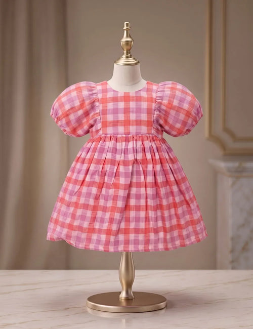 Freesia Gingham Organic Cotton Girls Dress