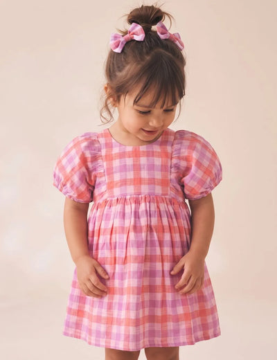 Freesia Gingham Organic Cotton Girls Dress