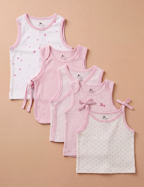 Organic Cotton Newborn Baby Jabla Set –  Pink (5 Pack)
