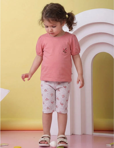 Organic Cotton Gathered Tee & Printed Shorts