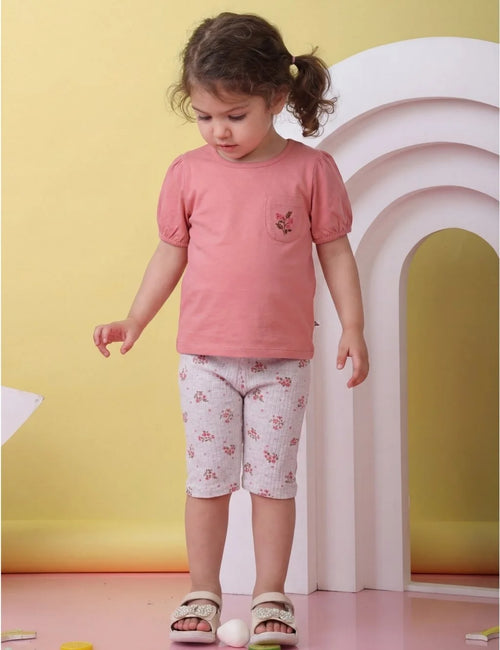 Organic Cotton Gathered Tee & Printed Shorts