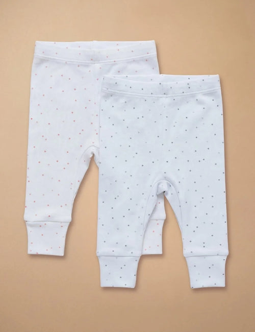 Organic Cotton Baby leggings 2 pack Pink Spot and Grey Spot