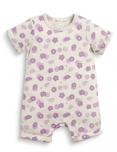 Organic Cotton Wild Flower Lilac Print Baby Romper