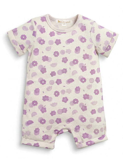 Organic Cotton Wild Flower Lilac Print Baby Romper